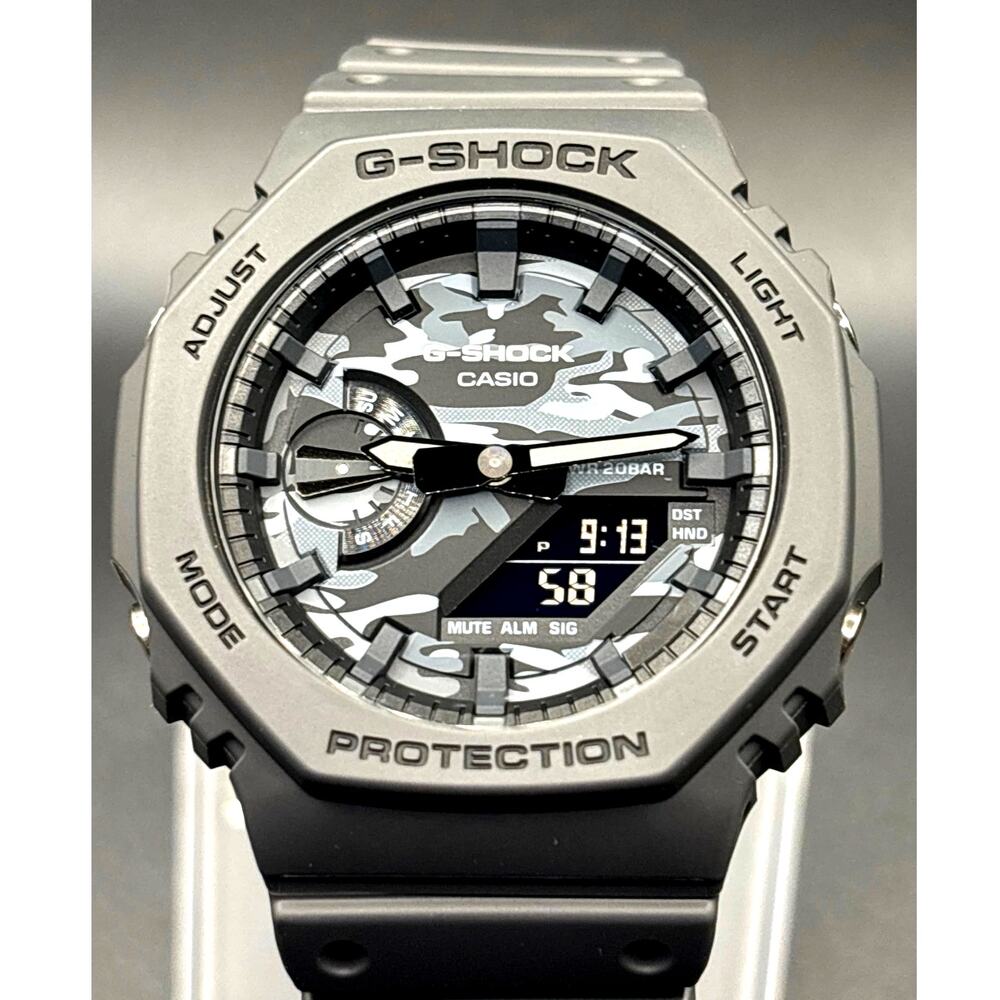 Casio G-Shock GA2100CA-8A Men's Gray Camo Analog Digital Carbon Core Watch NIB